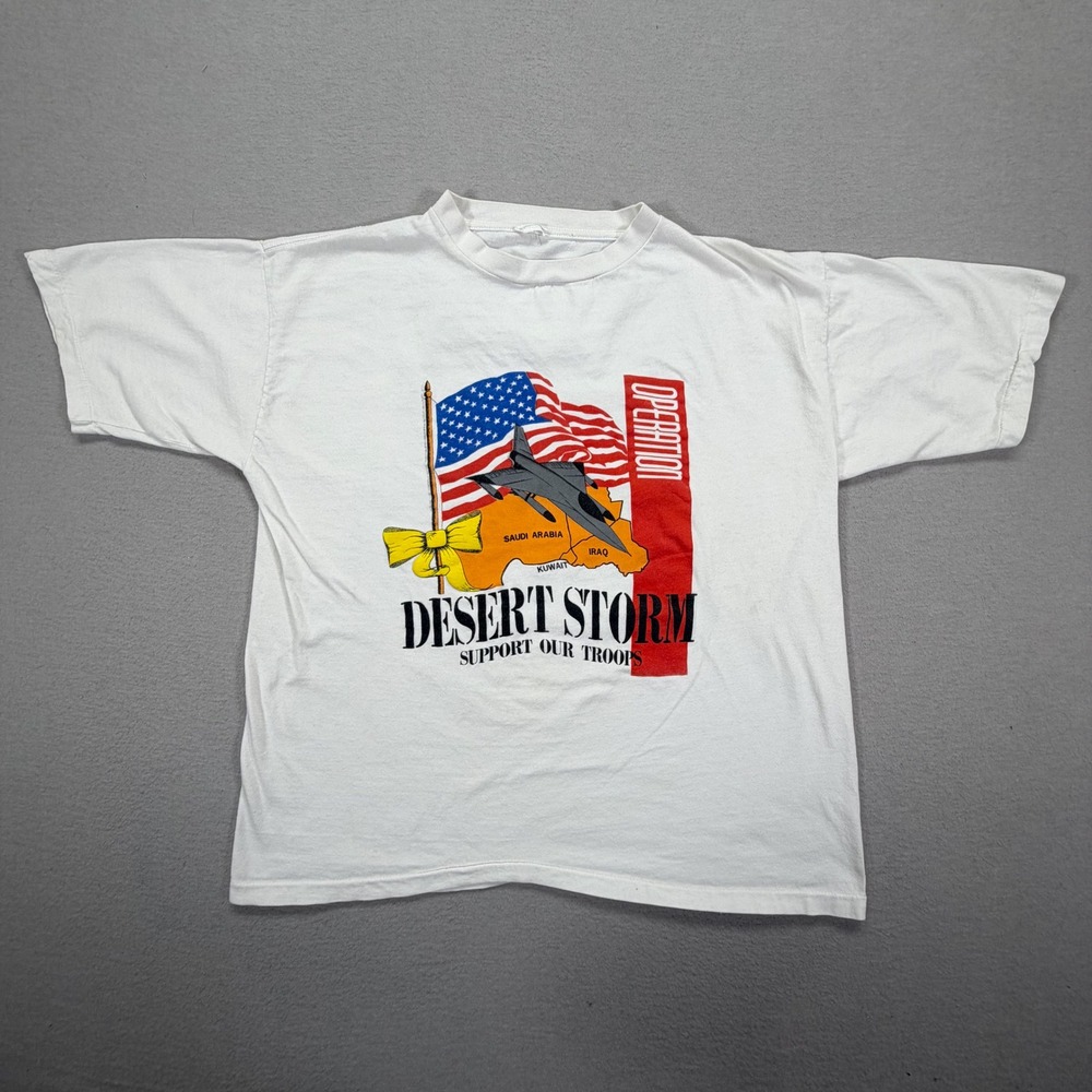 Vintage Unisex T-Shirt Regular White Operation Desert Storm Graphic L